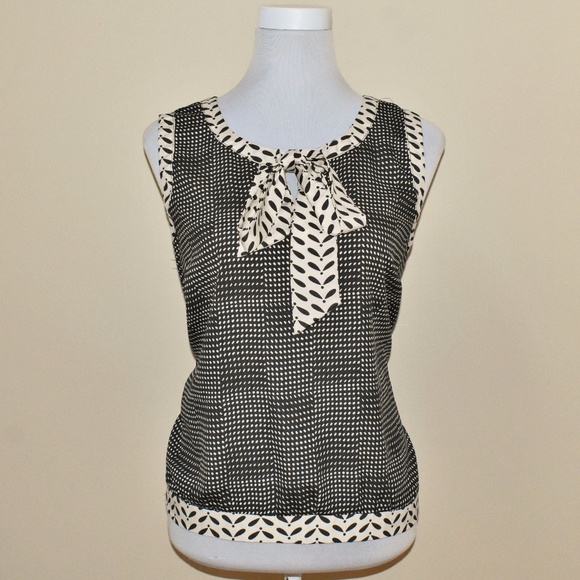 new directions Tops - New Directions Petite Sleeveless Neck-tie Dot Top